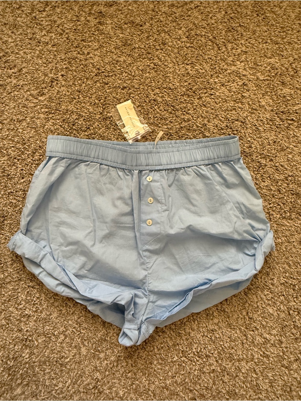Anthropologie Light Blue Cotton Boxer Sleep Lounge Shorts